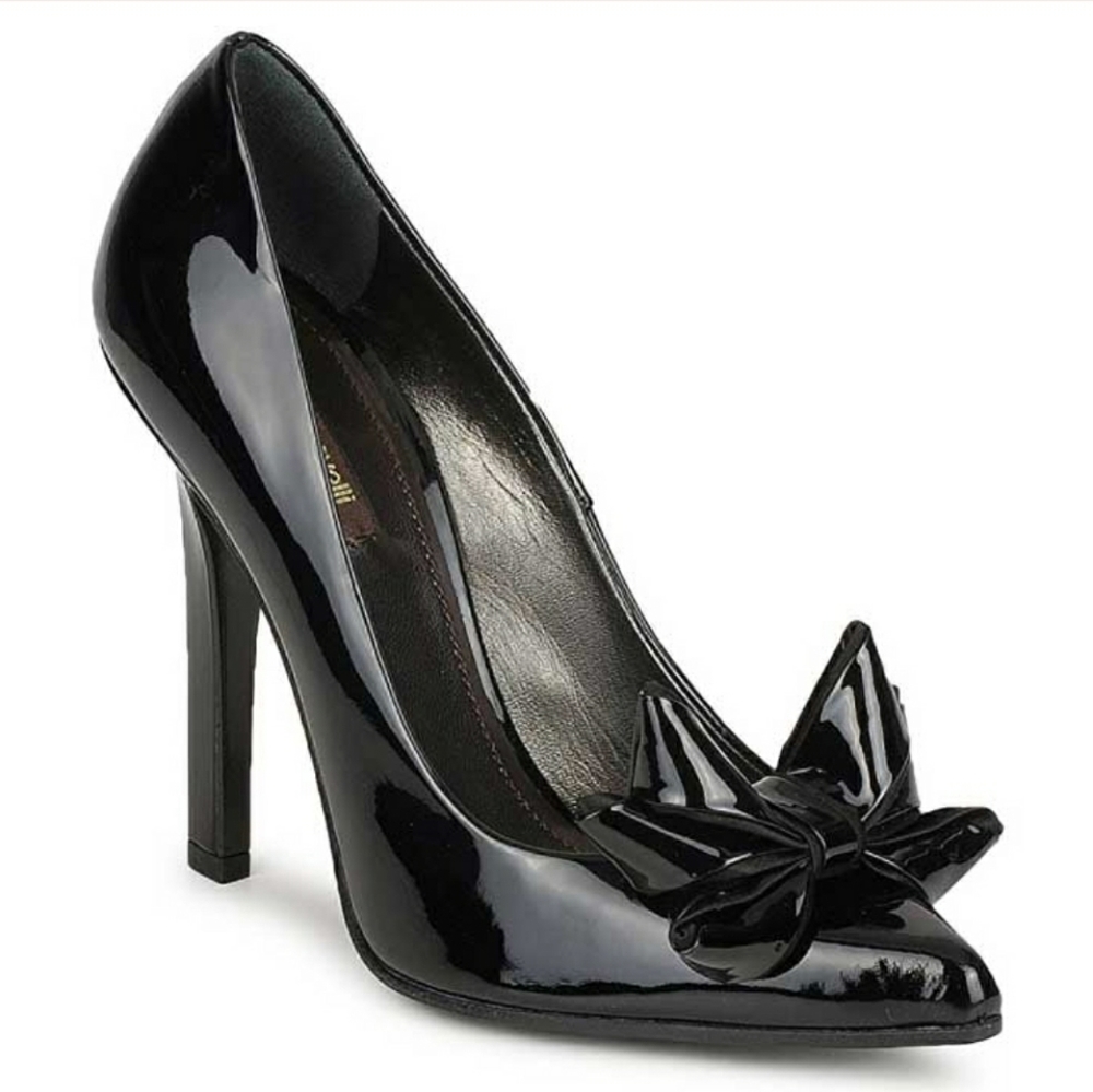 Roberto Cavalli Black Patent Leather Bow Pumps